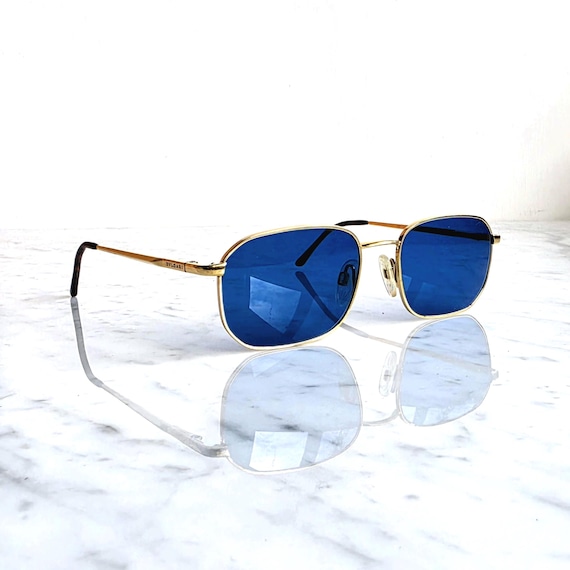 美品✨BVLGARI Sunglasses Rimless Blue Y2K BVLGARI Vintage Sunglasses Oval Gold Squared Aviator 109 Bayonetta