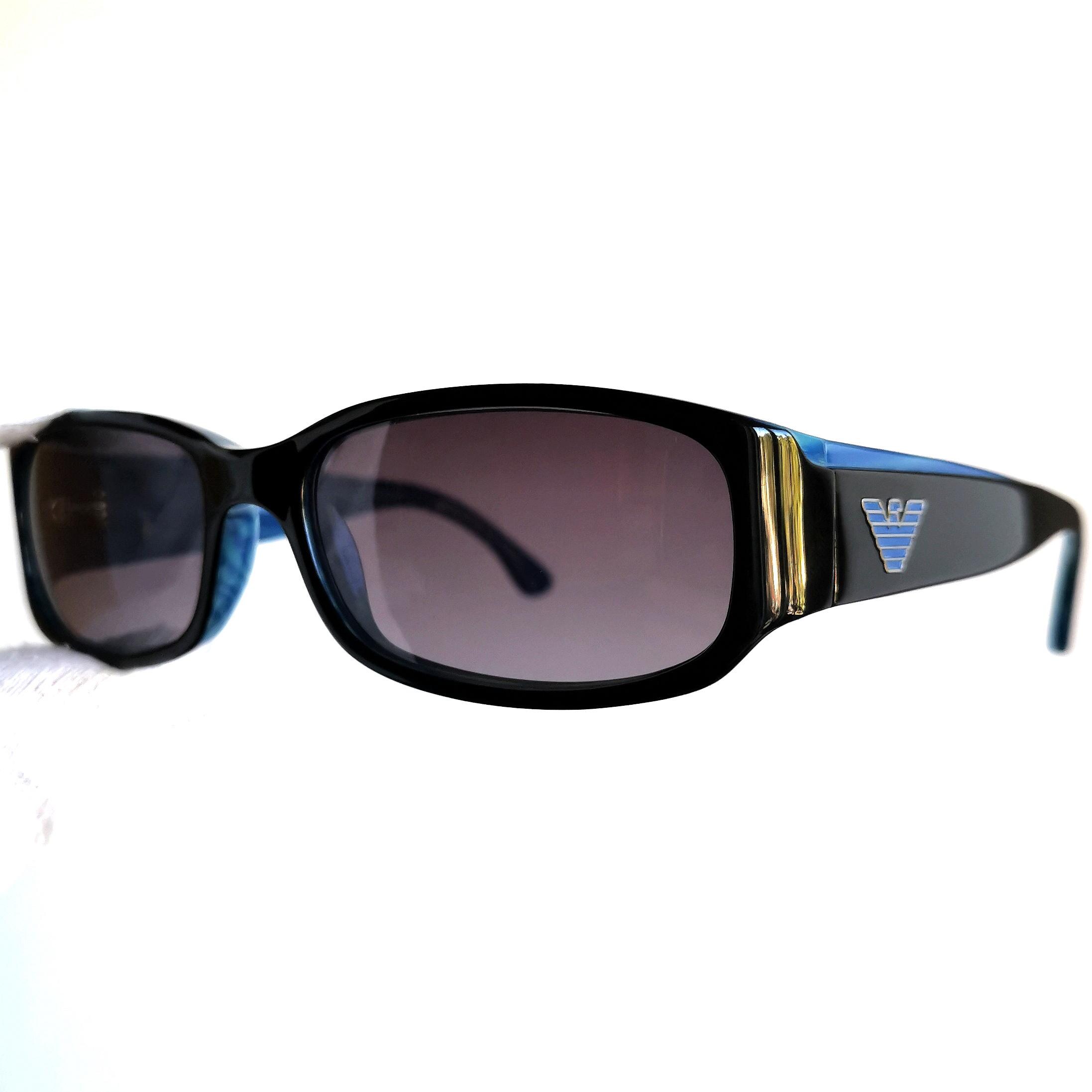 ARMANI Vintage Sunglasses Black Blue Rectangular Oval Giorgio