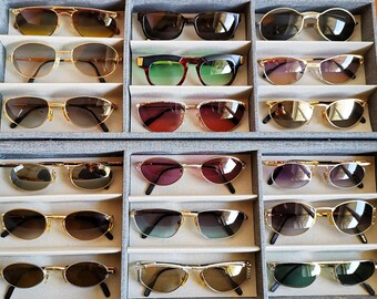 TIFFANY Vintage Sunglasses 23kt Gold Plated Oval Bayonetta Frame