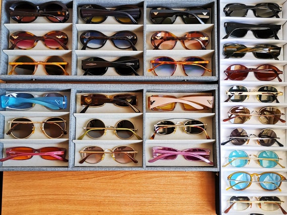 ARMANI Vintage Sunglasses Clip on Squared Gold Brown Giorgio 202