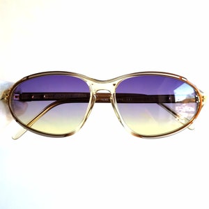 Occhiali da sole vintage YVES SAINT LAURENT Ysl rari Oro marrone arancione trasparente Ecco ovale avvolgente Migos Lady Gaga Nuovo viola giallo lenti Nos anni '90 anni '80
