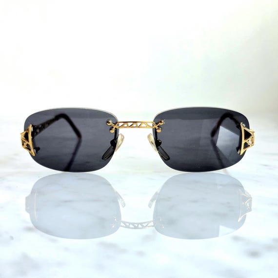 DIOR Vintage Sunglasses Gold Rectangular Aviator Frameless 2944 CD