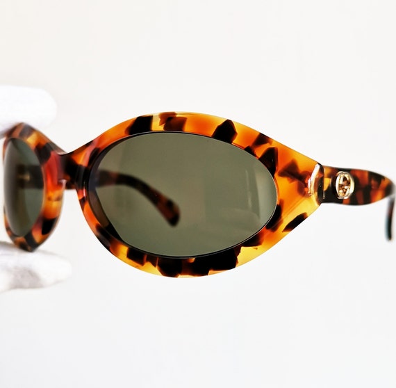 GUCCI Vintage Sunglasses Oval Wrap Gold GG2402/N/S GG Frame  display picture 1