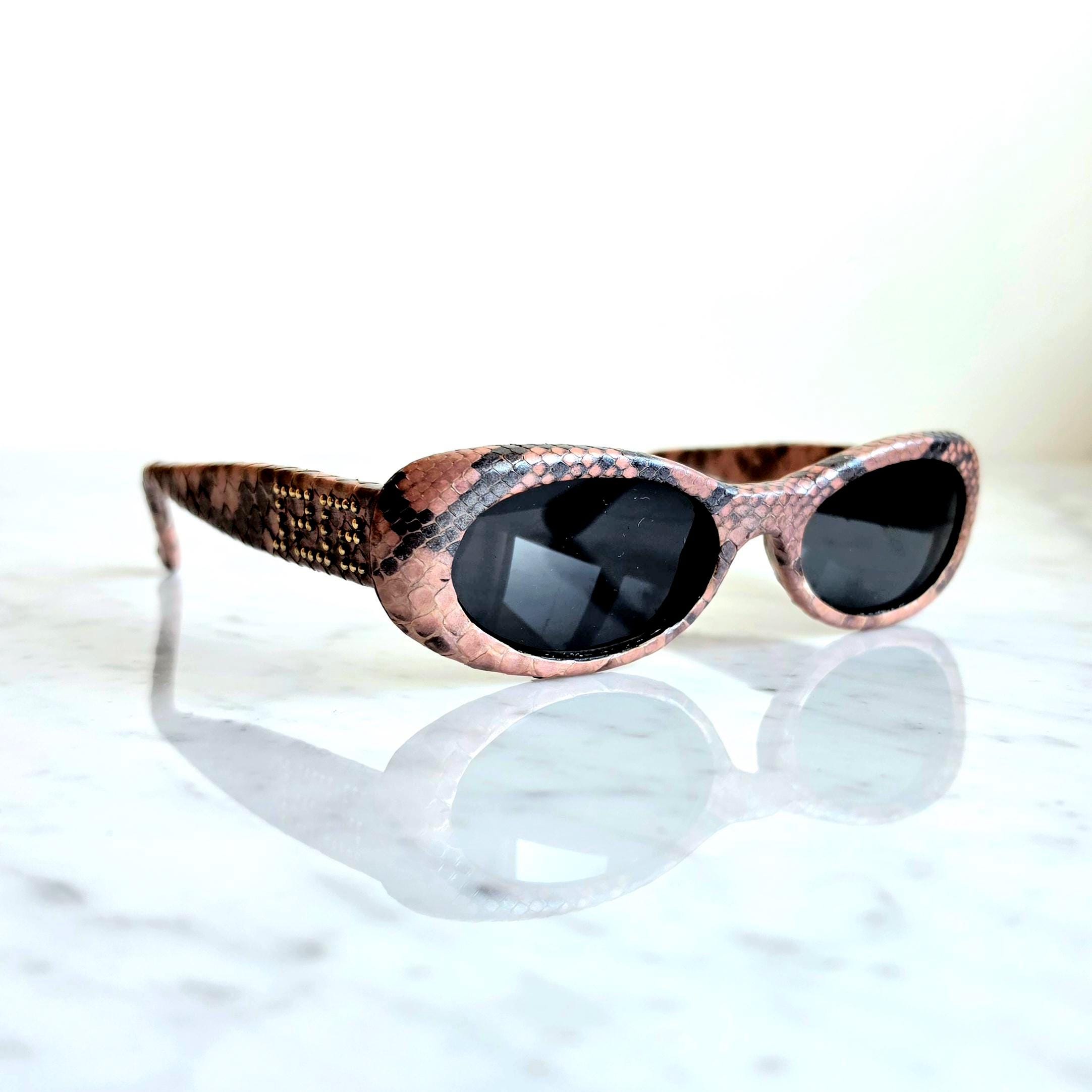VERSACE Vintage Sunglasses Pink Leather Python Snake Skin 248/P