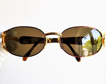 FENDI Vintage Sunglasses Rare Oval Gold Tortoise Brown FS262