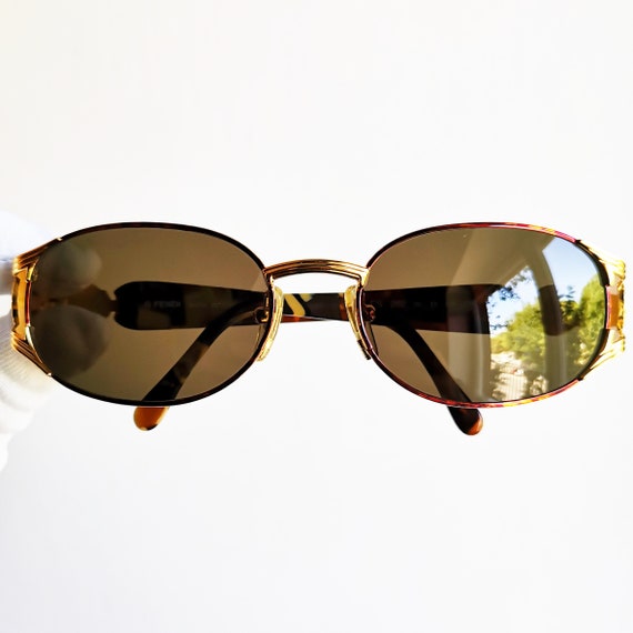 FENDI vintage sunglasses rare oval gold tortoise … - image 2