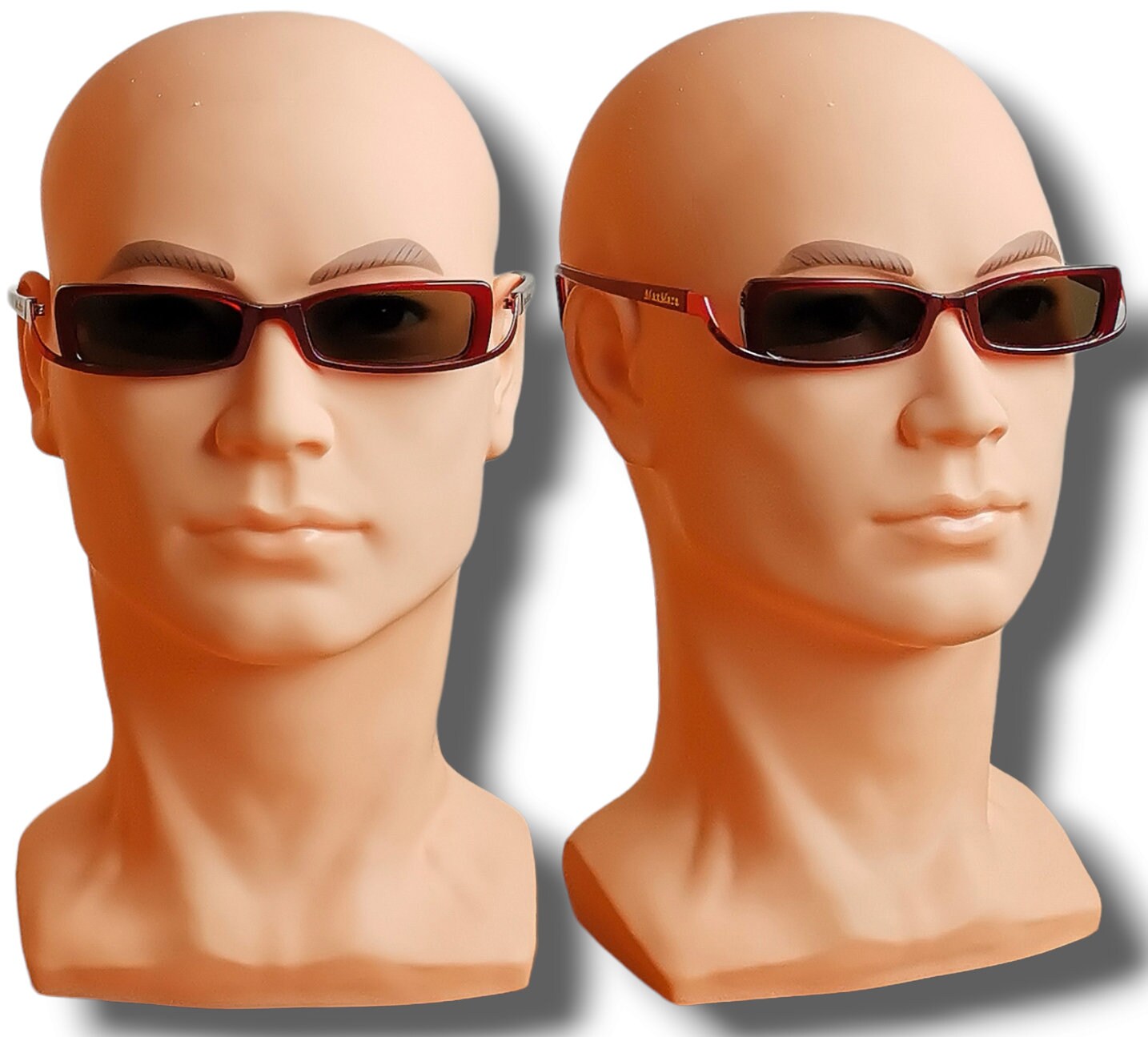 Buy MAX MARA Vintage Sunglasses Oval Rectangular Red Pink