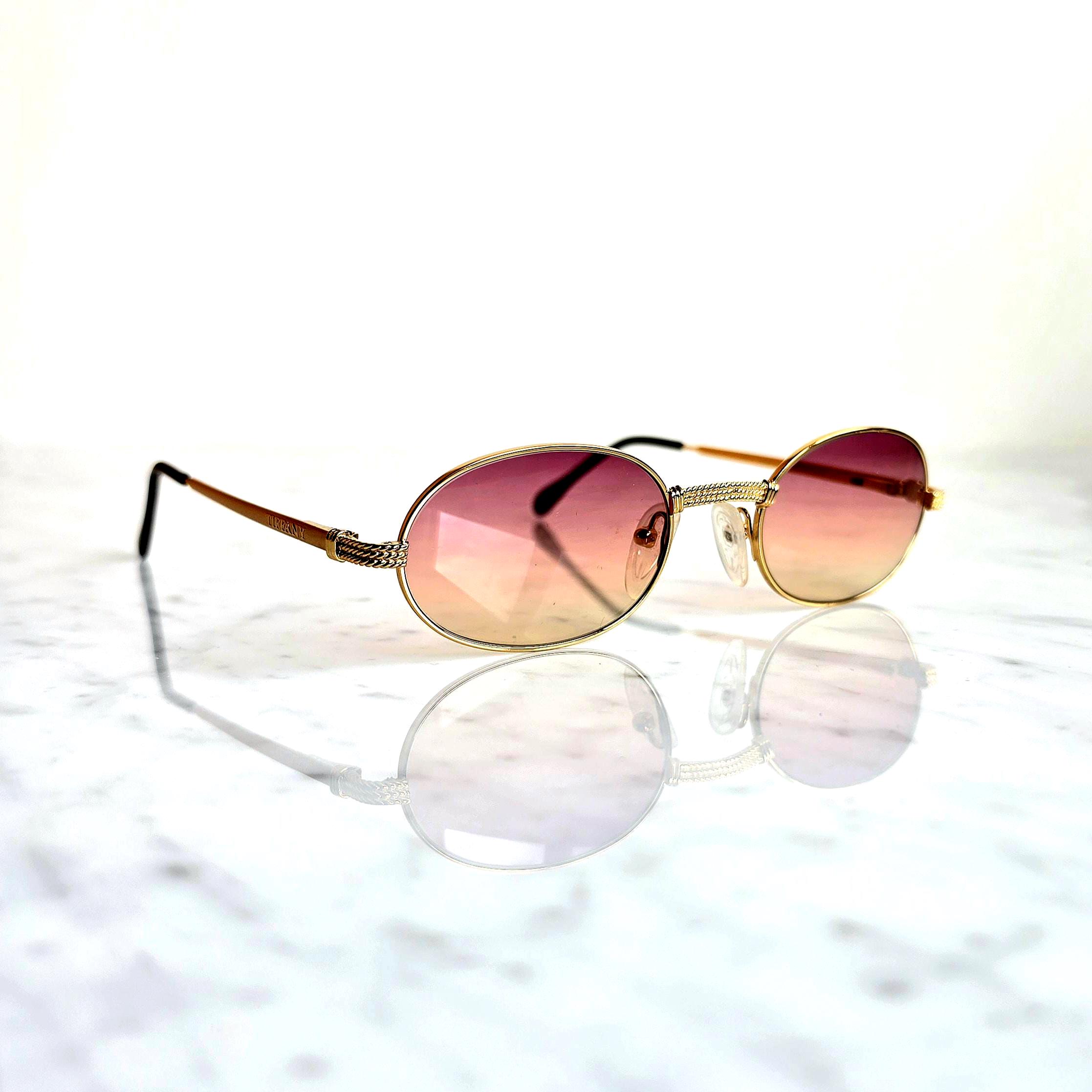 TIFFANY Vintage Sunglasses 23kt Gold Plated Oval Bayonetta Frame