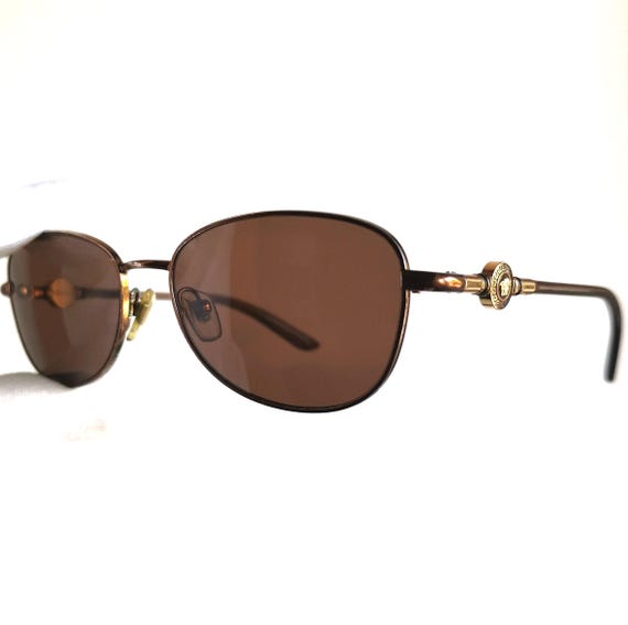 VERSACE Vintage Sunglasses Oval Brown Bronze Copper Gold  display picture 1