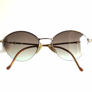 DIOR vintage sunglasses gold brown half rim oval triangle Christian CD 3537 frame Tupac Migos Rihanna Bella Hadid 90s new flat gray lenses
