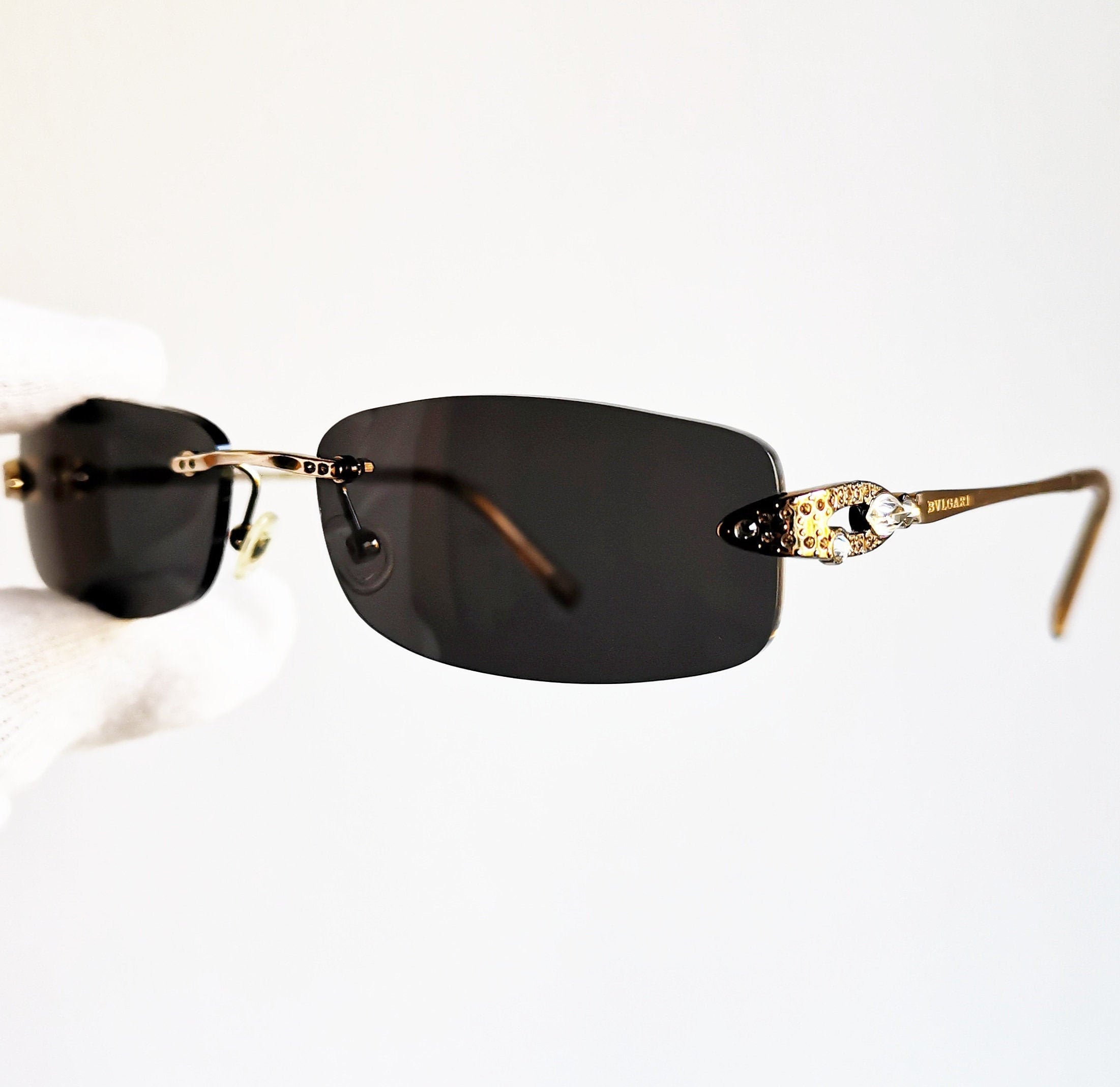 Chanel Rimless Sunglasses Rhinestone 