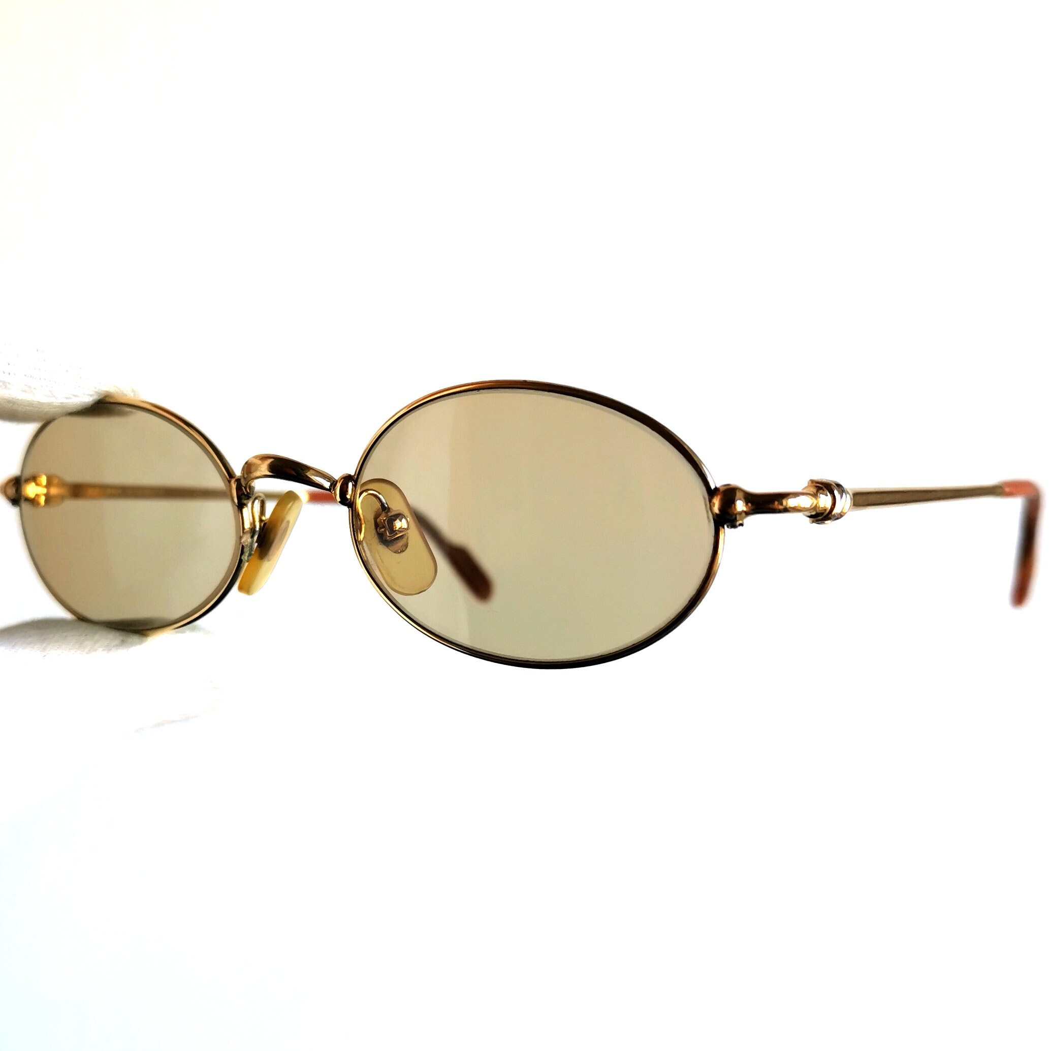 CARTIER Sunglasses Gold Plated Filao Brown Vintage New