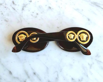 VERSACE Vintage Sunglasses 527 Oval Gold Medusa Ring Gianni 90s