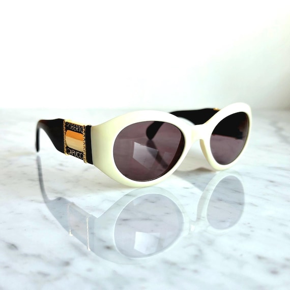 ROBERTO CAPUCCI Vintage Sunglasses White Black Gold Oversize  display picture 1
