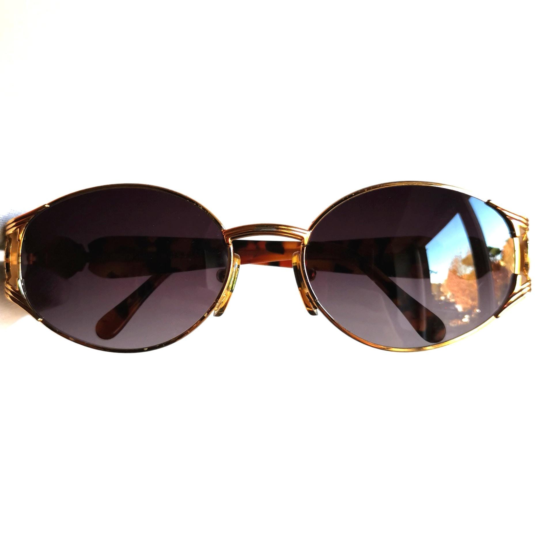 FENDI Vintage Sunglasses Oval Gold Tortoise Brown FS261