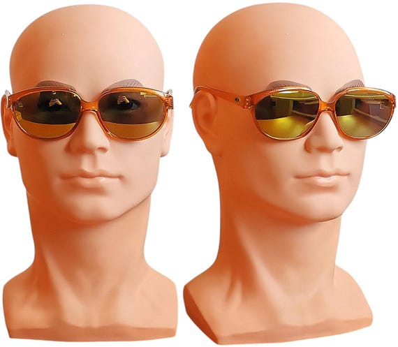DIOR Vintage Sunglasses Oval Clear Orange Gold Wrap Mask