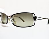 VERSACE vintage sunglasses rare medusa oval small silver gray mask Gianni N55 half rim Rihanna Lady Gaga small tiny wrap 90s frame New NOS