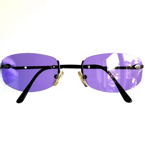 ROCCOBAROCCO zonnebril vintage zilver ovaal randloos frameloos 0321 Migos Rihanna Bella Hadid frame Lady Gaga paars lila druif lens jaren 90 jaar