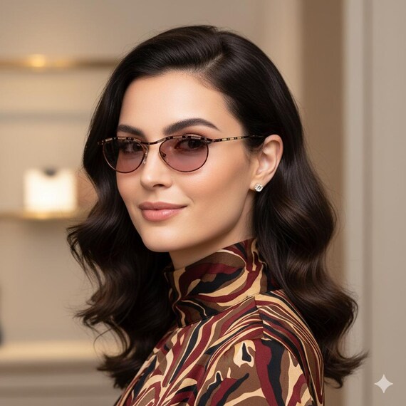MOSCHINO by PERSOL Vintage Sunglasses Oval Red Gold Frame MM144
