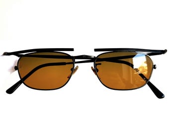 Vintage CAZAL 965 Sunglasses 80s Black Gold Frame Hiphop Blue