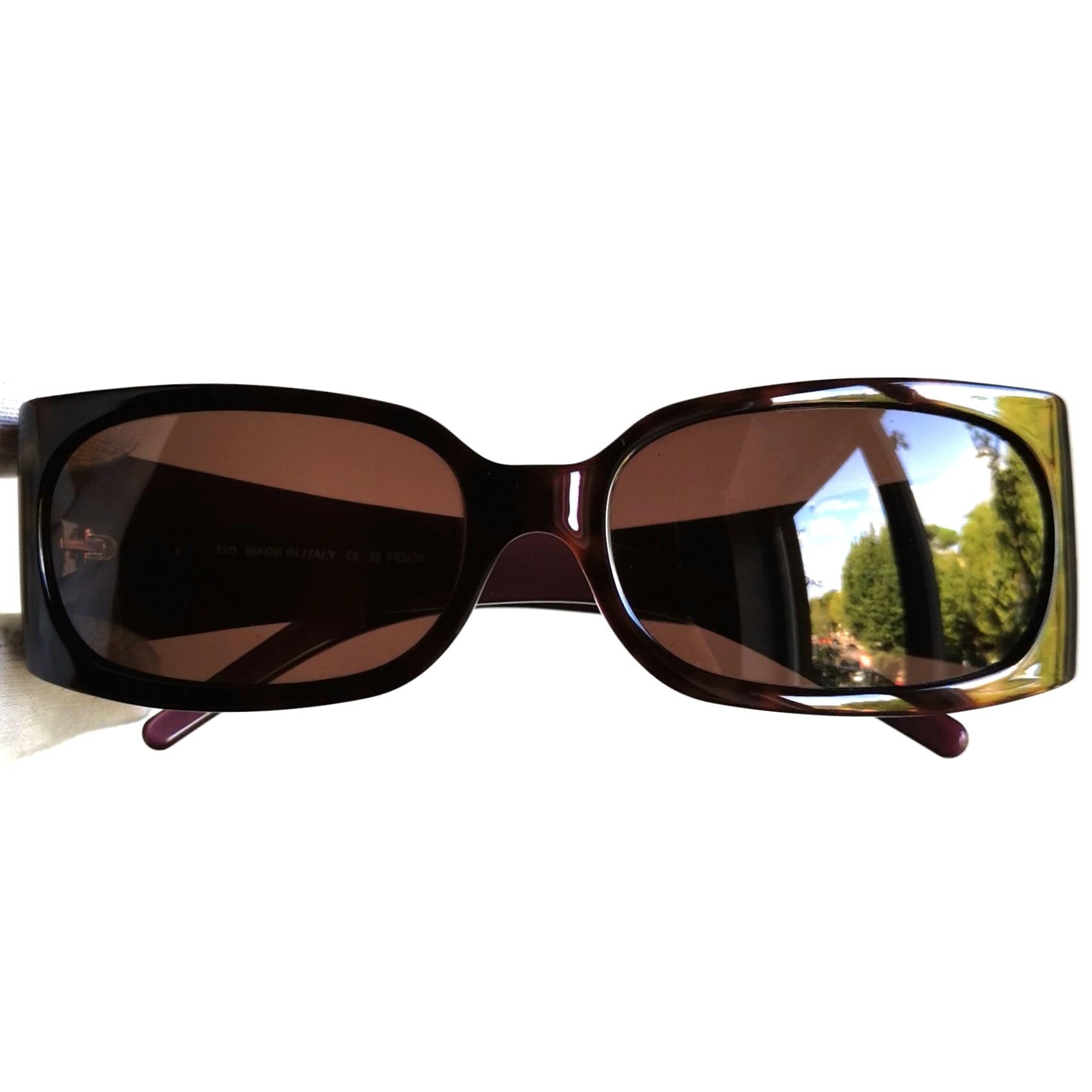FENDI Sunglasses Tortoise Brown Purple Silver Rectangular  display picture 2