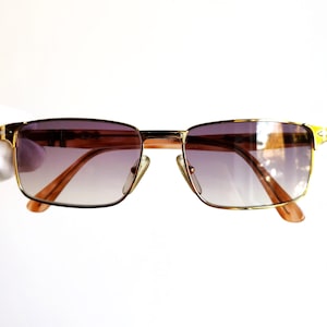 PERSOL occhiali da sole vintage rari, quadrati, rettangolari, oro, argento, tartaruga, marroni, Mythis Marte, Salmoiraghi, Migos, montatura nuova, lenti viola, NOS, anni '90