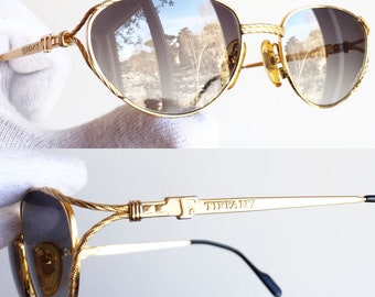 TIFFANY 23K Gold Plated Vintage Sunglasses Aviator Frame Oval T360 TIFFANY 23K Gold Plated Vintage Sunglasses Aviator Frame Oval T360