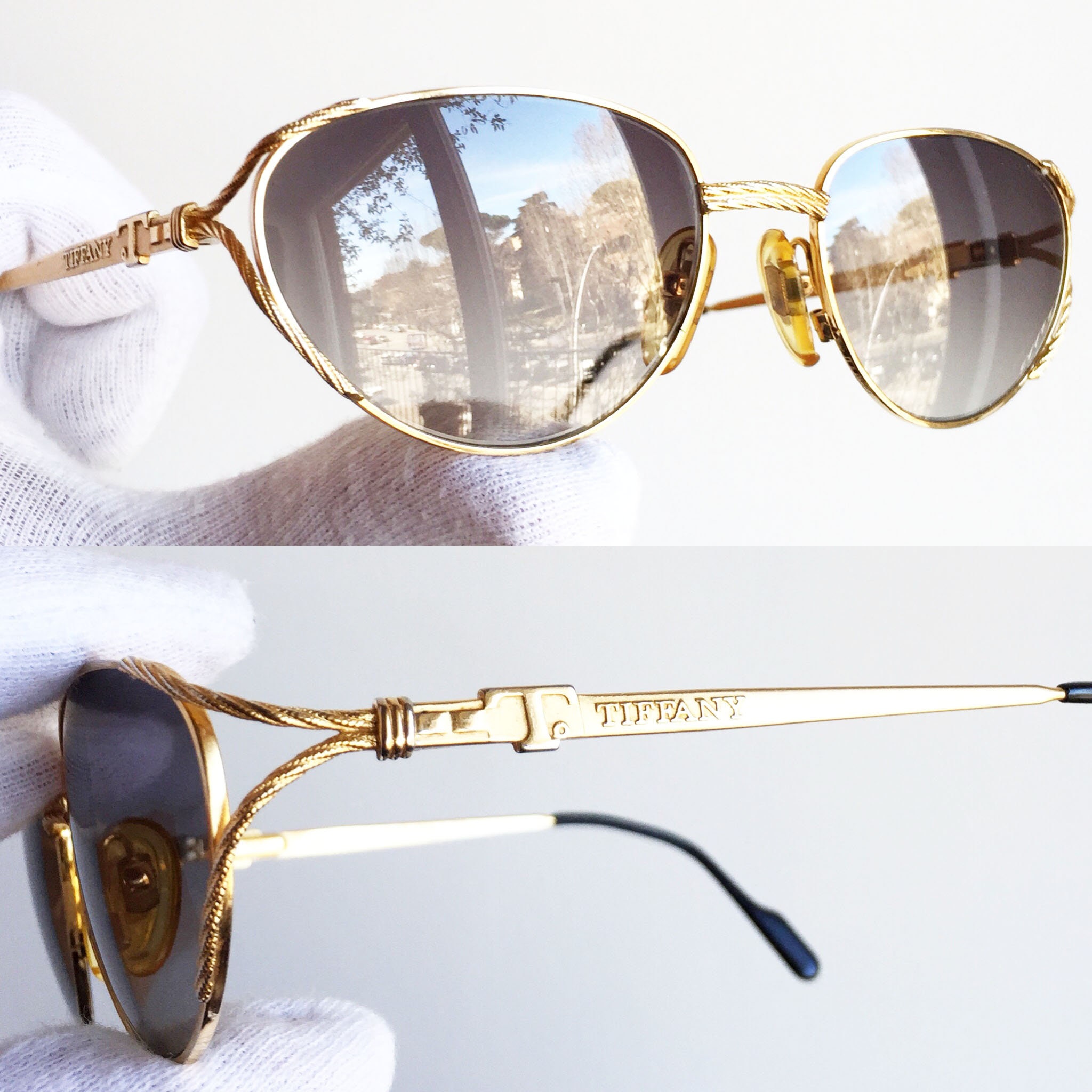 TIFFANY 23K Gold Plated Vintage Sunglasses Rare Filled