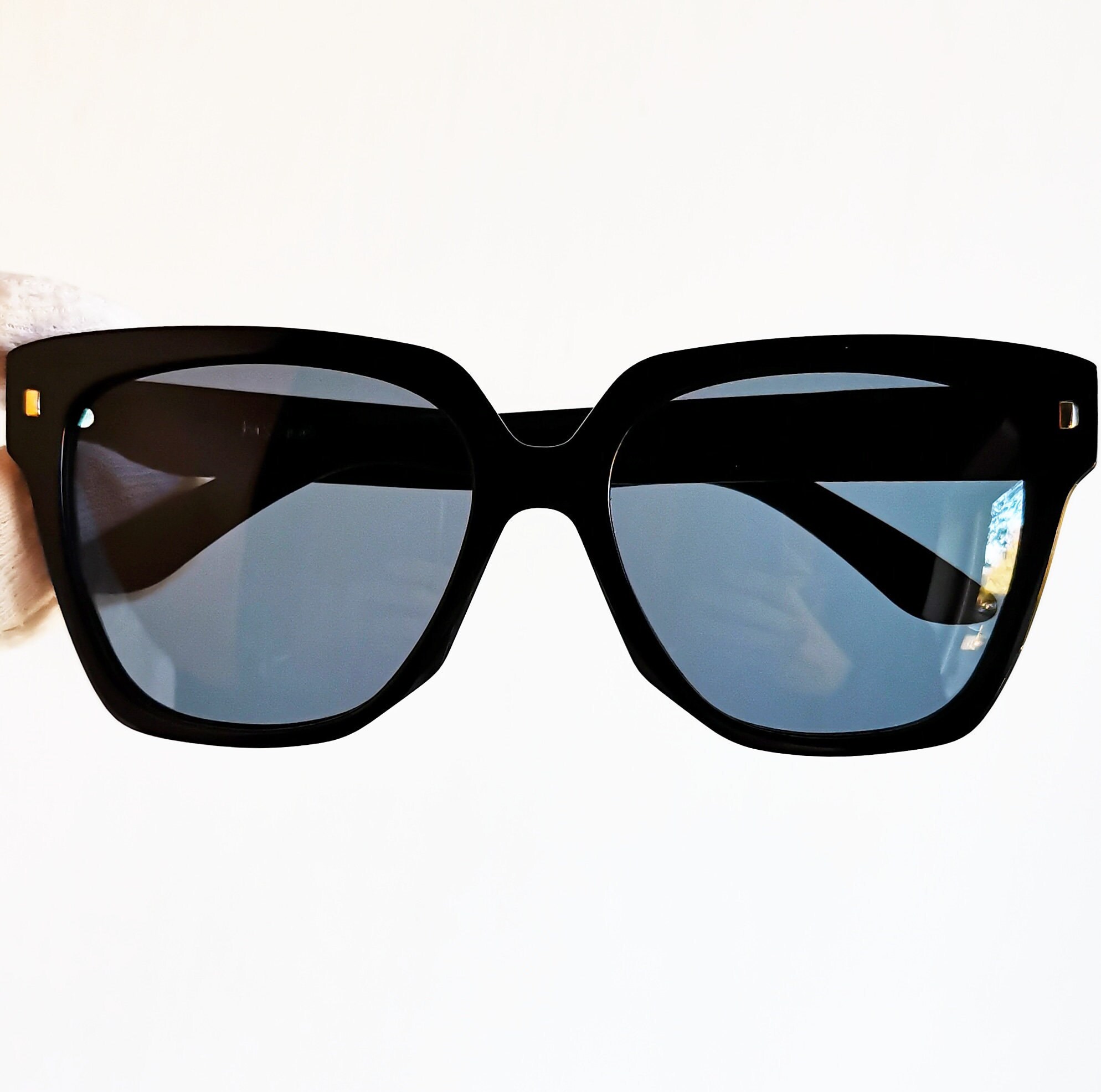 YVES SAINT LAURENT Vintage Sunglasses Ysl Square Black Gold