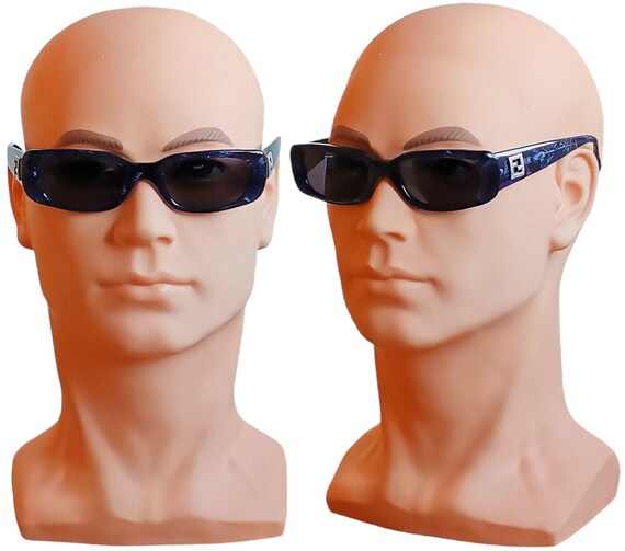 小物 FENDI Vintage Silver logo sunglasses FENDI Vintage Sunglasses Blue White Murbled Silver FF Logo