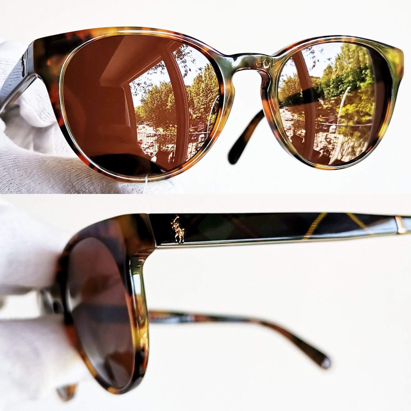 Polo Ralph Lauren Gold Oval Sunglasses Brown Lenses Vintage Style Polo Ralph Lauren Vintage Sunglasses for sale - eBay main image 3