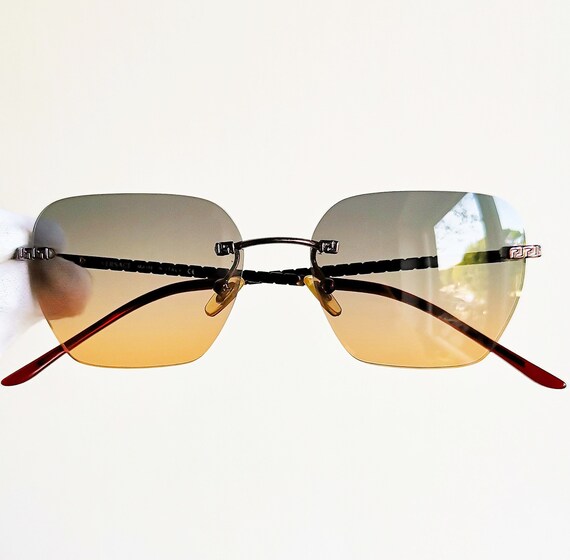 VERSACE Vintage Sunglasses Square Frameless Greek Key 1016  display picture 3