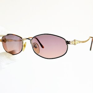 VERSACE small vintage sunglasses rare intarsed gold plated baroque medusa Gianni G15 tiny Migos Rihanna frame new purple pink lens 90s NOS