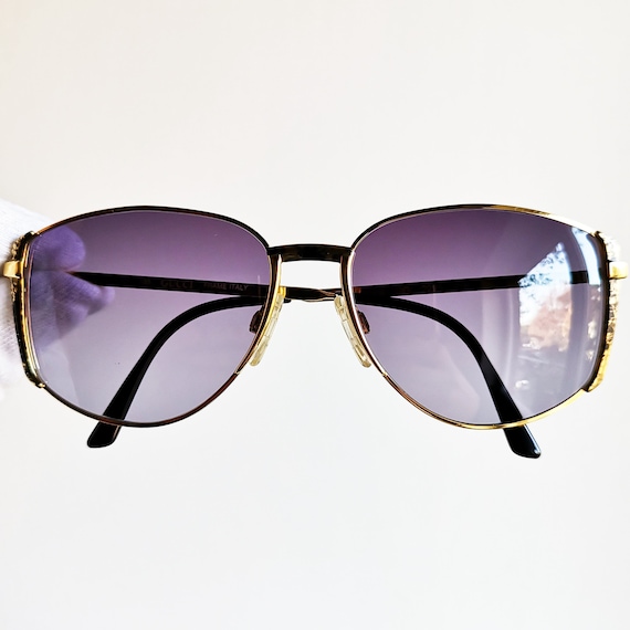 GUCCI vintage sunglasses rare oval squared gold b… - image 1