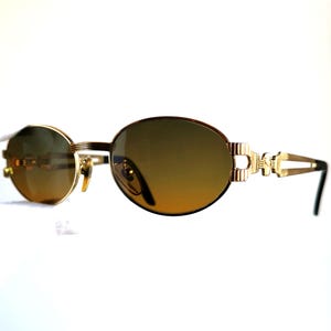 CHARME vintage sunglasses oval gold sphinx black 7536 egyptian frame Tupac Kylie Jenner Migos designer Bella Hadid new orange lens 90s y2k