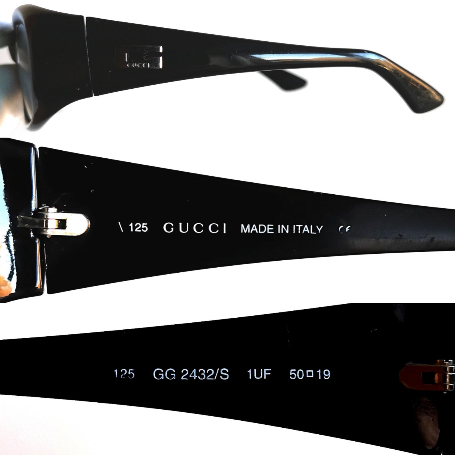 Buy GUCCI Vintage Sunglasses Oval Black Silver GG2432/S Frame Wrap