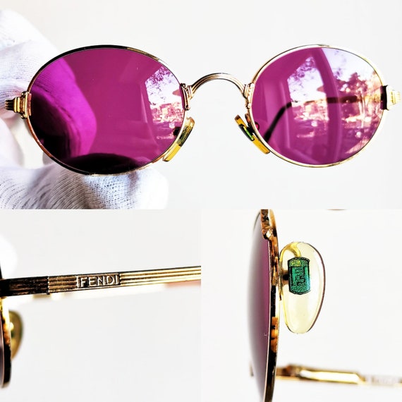 FENDI vintage sunglasses rare oval gold round ste… - image 3