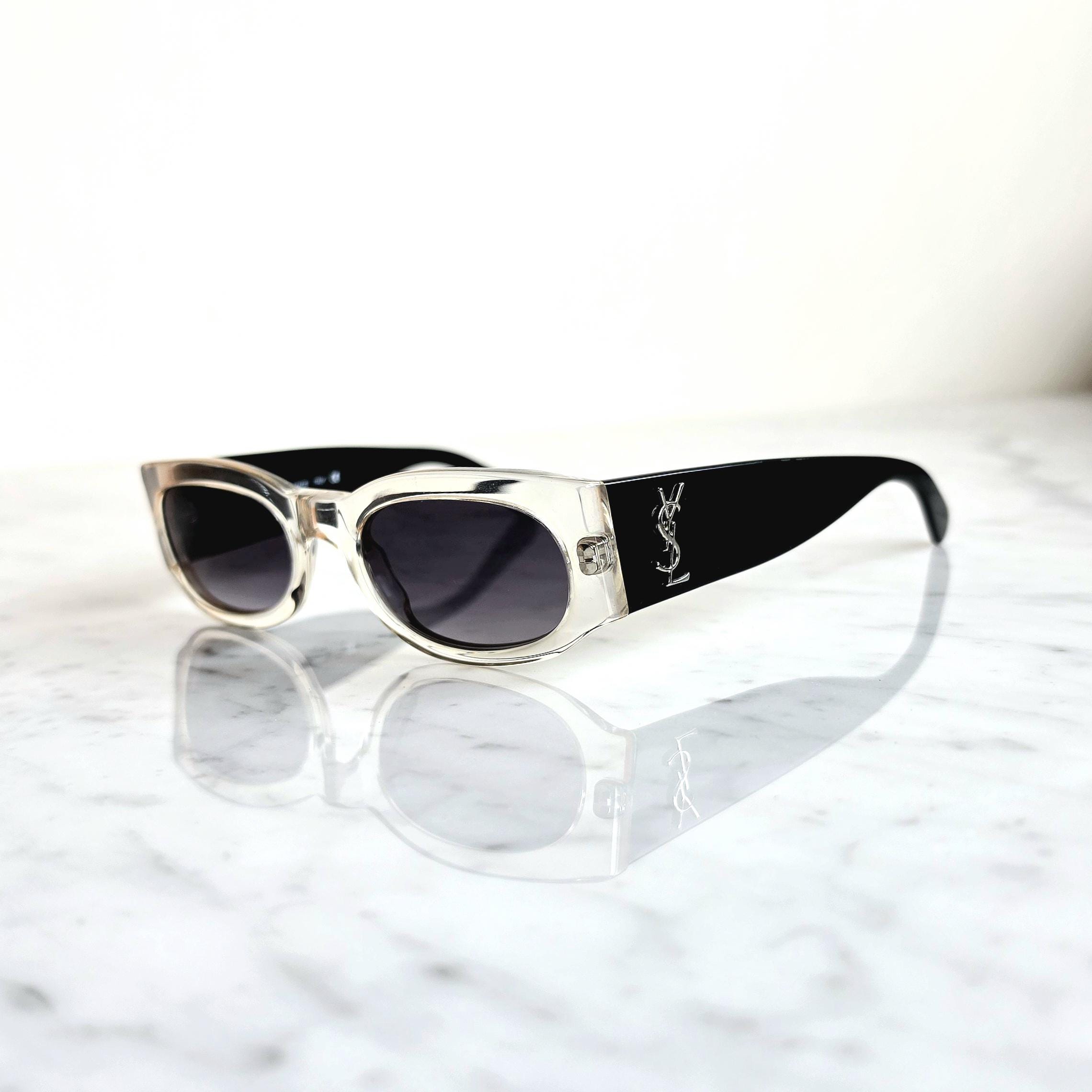 YVES SAINT LAURENT Vintage Sunglasses Ysl Black Silver Clear 6545