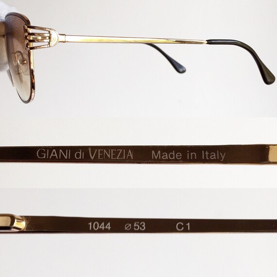 Gianni Venezia Golden Frame Black Lenses Sunglasses Unisex Gianni Versace 4V4 Vintage Sunglasses, Black Gothic Cross  main image 3