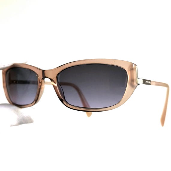 PRADA Vintage Sunglasses Pink Oval Cateye Silver VPR03N Frame 90s