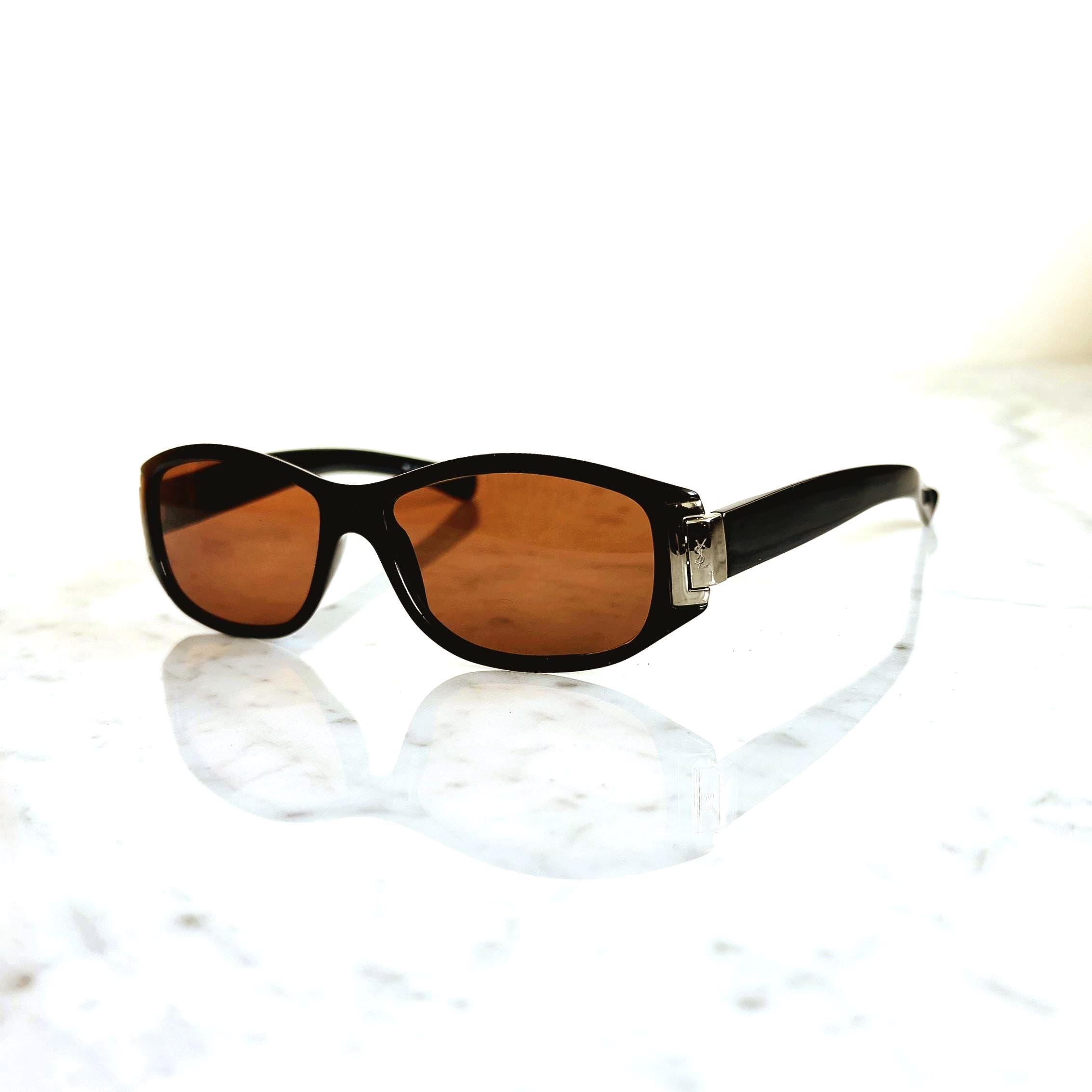 YVES SAINT LAURENT Vintage Ysl Sunglasses Black Oval 6005/s Silver