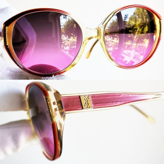 YVES SAINT LAURENT vintage Sunglasses rare gold o… - image 3