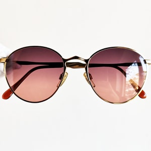 Valentino vintage Sunglasses rare round oval gold new purple pink clear lens 1309 OLIVER frame steampunk pantos Tupac Migos NOS 90s VLTN