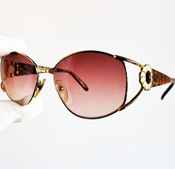 NINA RICCI Vintage Sunglasses Gold Tortoise Brown 90s  display picture 2