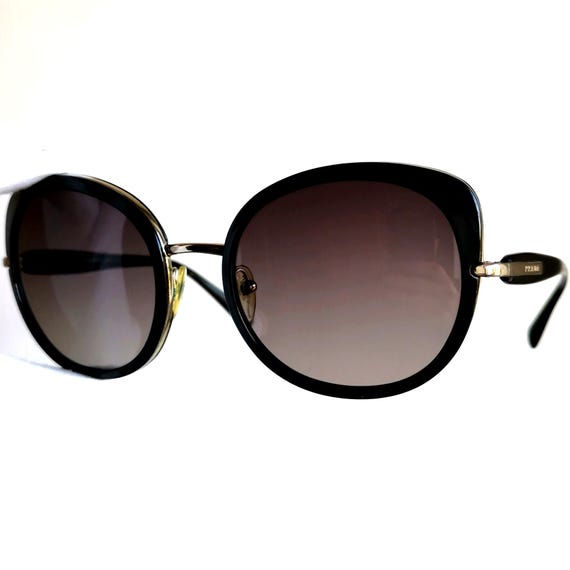 PRADA Vintage Sunglasses Black Gold Cateye Butterfly Diva