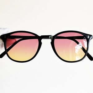 OLIVER PEOPLES vintage Sunglasses round squared new pink orange lens Finley black made in Japan key bridge rare frame Johnny Depp preppy y2k