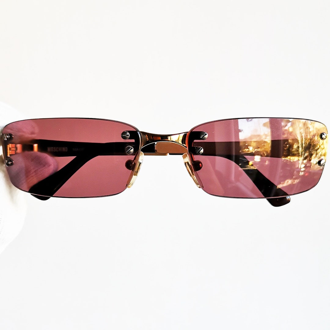 MOSCHINO Vintage Sunglasses Oval Rectangular M3111S Gold