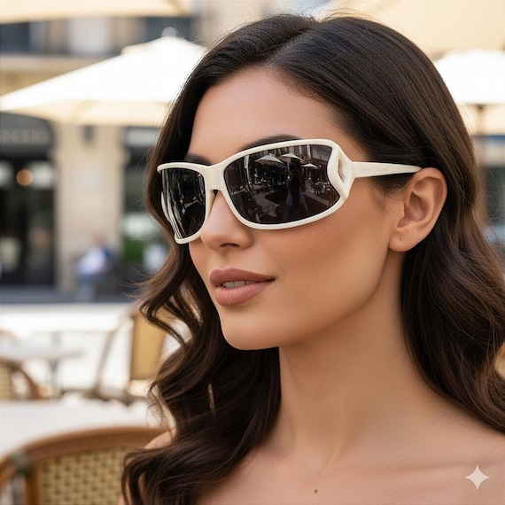 VIVIENNE WESTWOOD Vintage Sunglasses Oversize Wrap White Lips Kiss