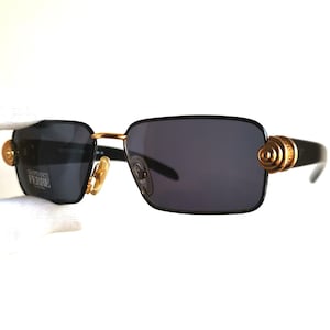 FERRE vintage Sunglasses rectangular oval gold black Gianfranco GFF 268/S designer Migos Rihanna Lady Gaga Bella Hadid 90s y2k frame new NOS