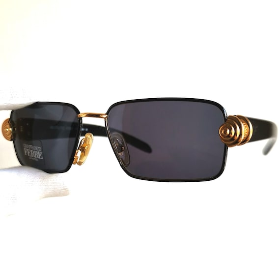 FERRE vintage Sunglasses rectangular oval gold bl… - image 1